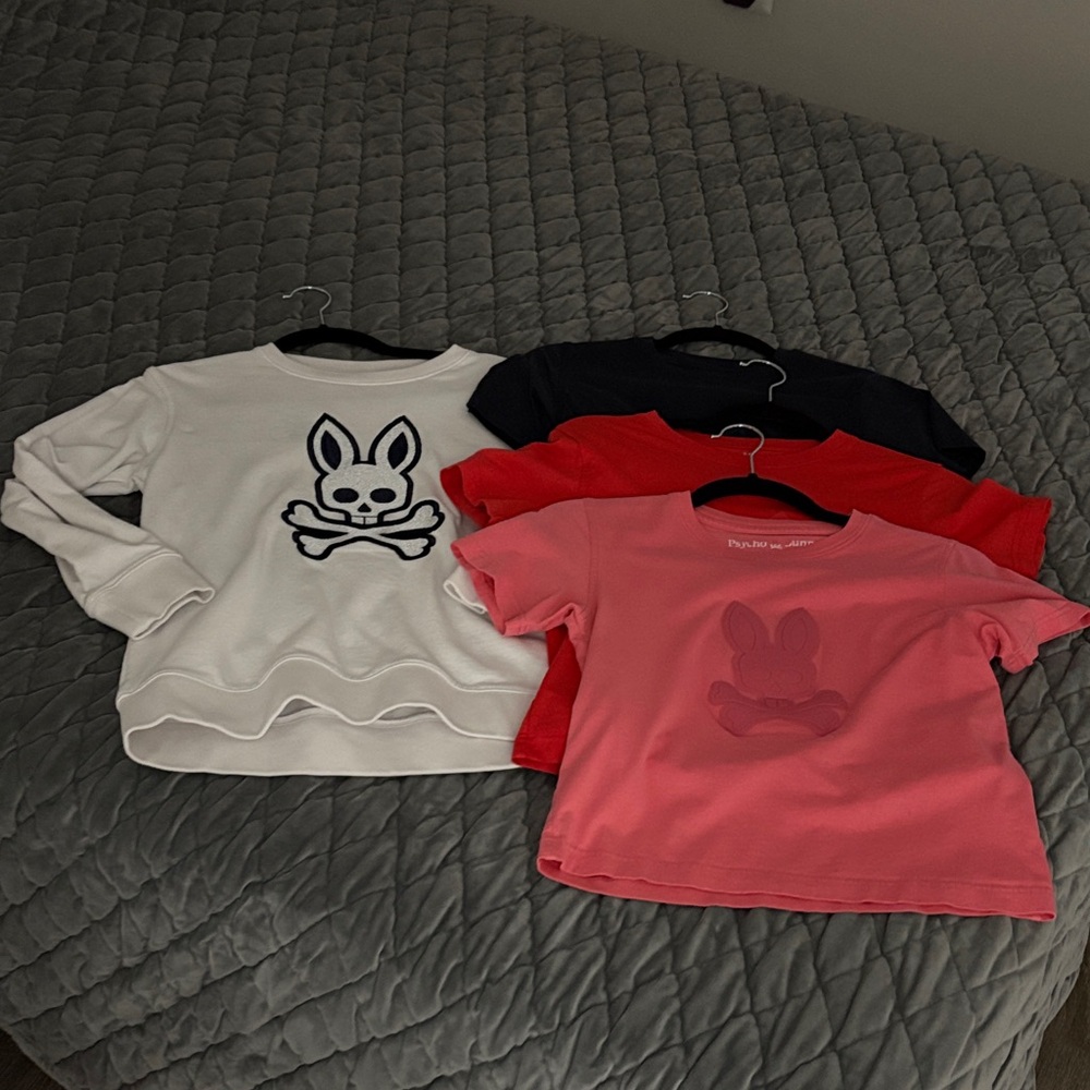 Psycho Bunny Kids Short Sleeve Tees - White, Red, Pink